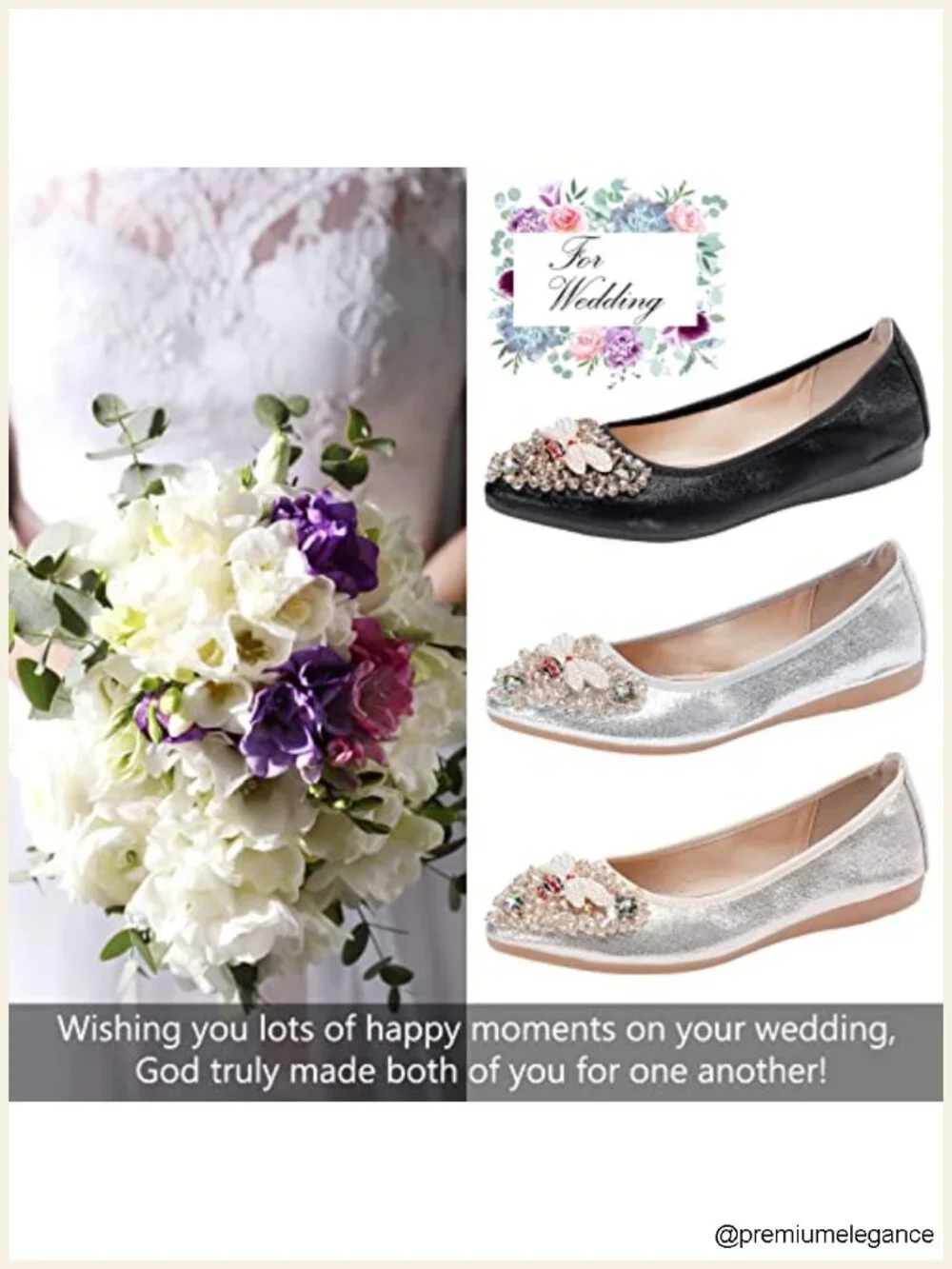 Women's Rhinestone Ballet Flats Foldable Sparkly Slip On Wedding Shoes Leather